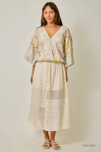 Border Print Kimono Top
