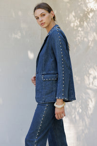 Denim Studded Blazer