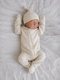 Cream Speckle Zipper Footie
