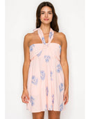Azure Leaf Halter Dress