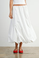 White Bubble Hem Midi Skirt