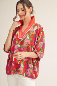 Floral Satin Flowy Blouse