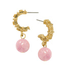 Carolina Drop Hoops - Pink Jasper