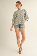 Icon Embroidered Striped Top