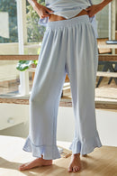 Wide Leg Ruffle Hem Pants