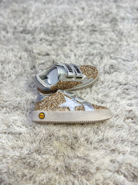 Gold Glitter Silver Star Sneakers Velcro