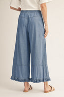 Ruffle Hem Denim Pants