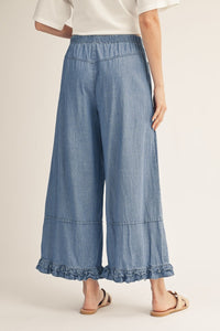 Ruffle Hem Denim Pants