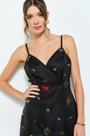 Embellished Jewel Satin Mini Dress