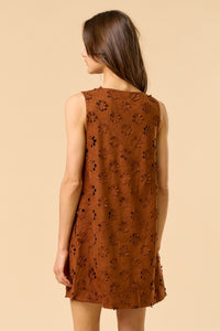 Flower Cut Out Suede Dress