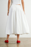 White Bubble Hem Midi Skirt