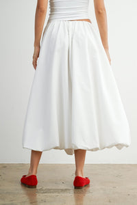 White Bubble Hem Midi Skirt