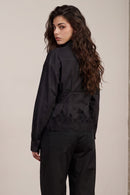 Lace Hem Fitted Button-Up