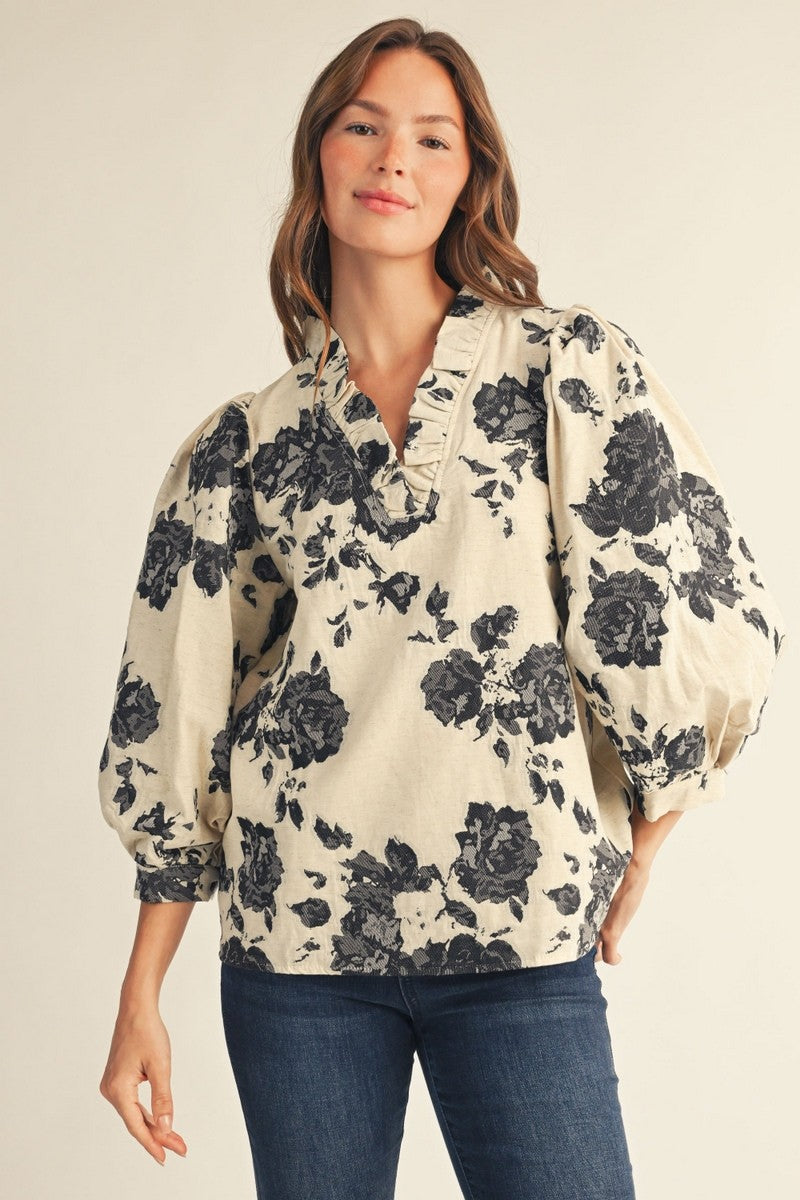Floral Jacquard Blouse