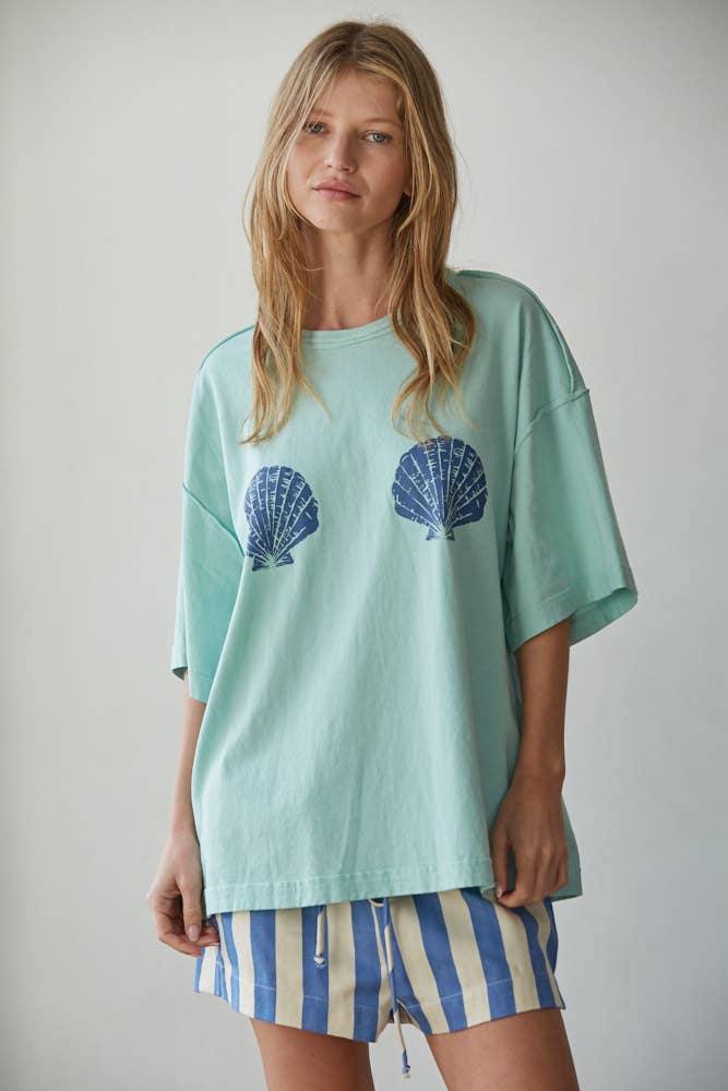 Shell Print Oversized Tee