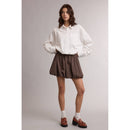 White Cropped Bubble Button-Down