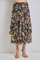 Floral Tiered Midi Skirt