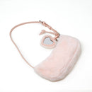 Kids Fuzzy Shoulder Bag with Heart Mirror Charm