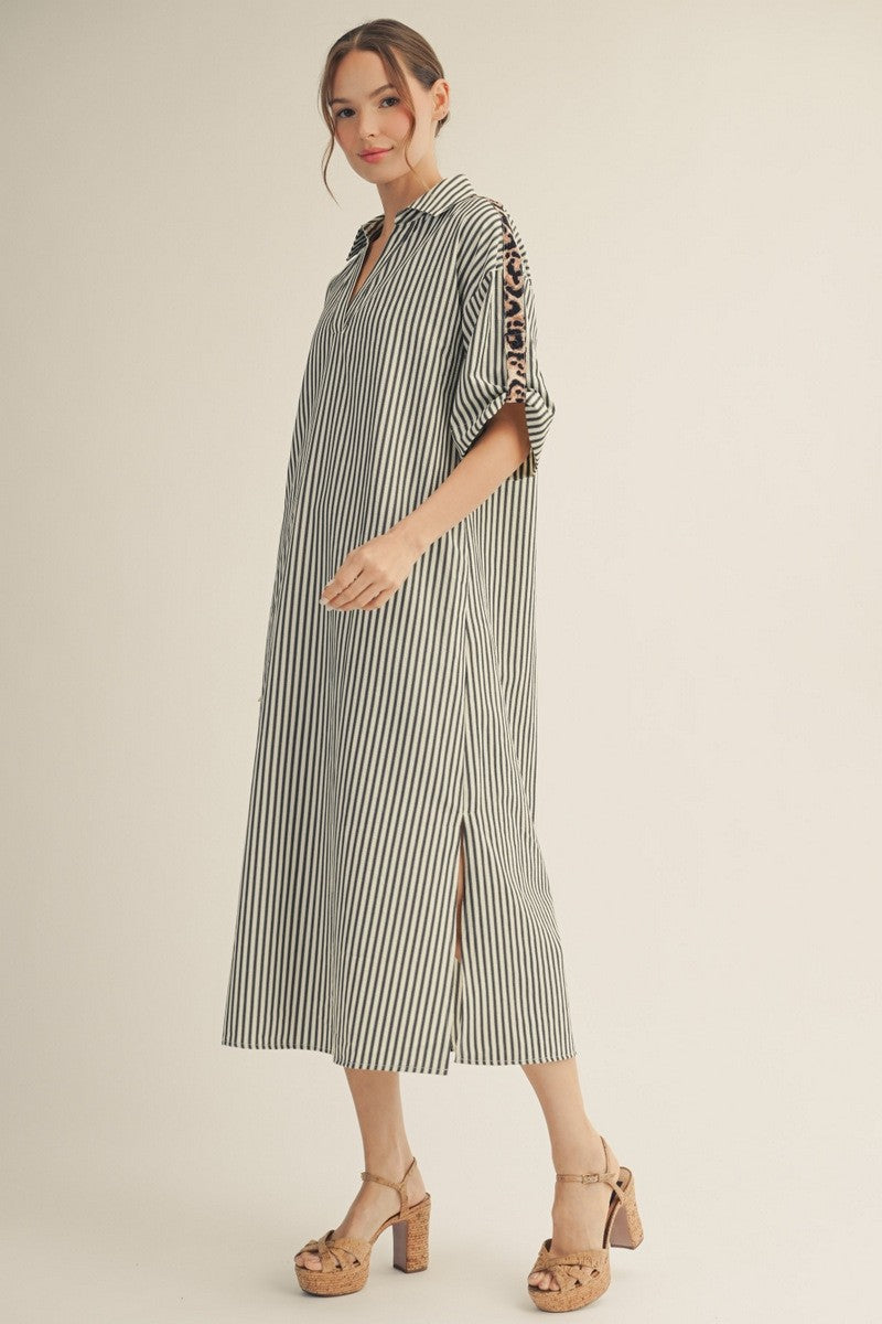 Striped Midi Shirt Dress – Kirby's Kloset Striped Midi Shirt Dress – Kirby's Kloset