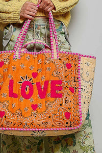 LOVE Bandana Quilted Tote Bag