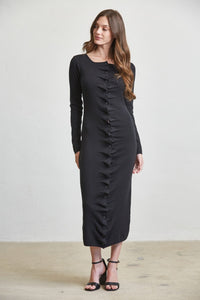 Ruffled Button Up Midi Dress