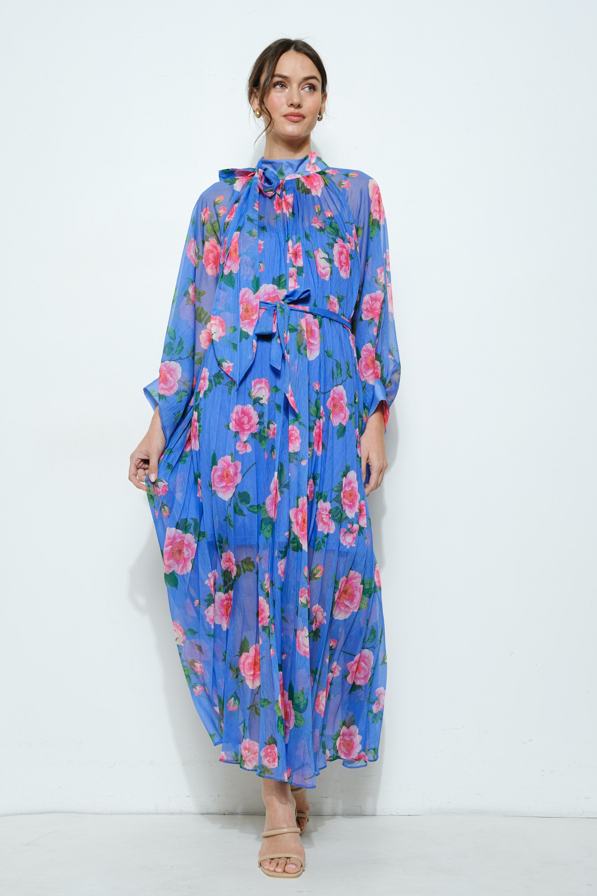 Floral Pleated Maxi Dress
