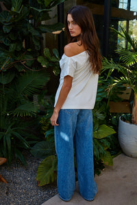 One Shoulder White Tee