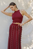 Contrast Trim Scalloped Tank