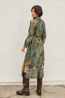 Satin Printed Shirt Dress