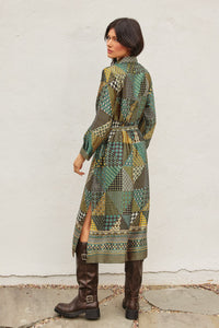 Satin Printed Shirt Dress