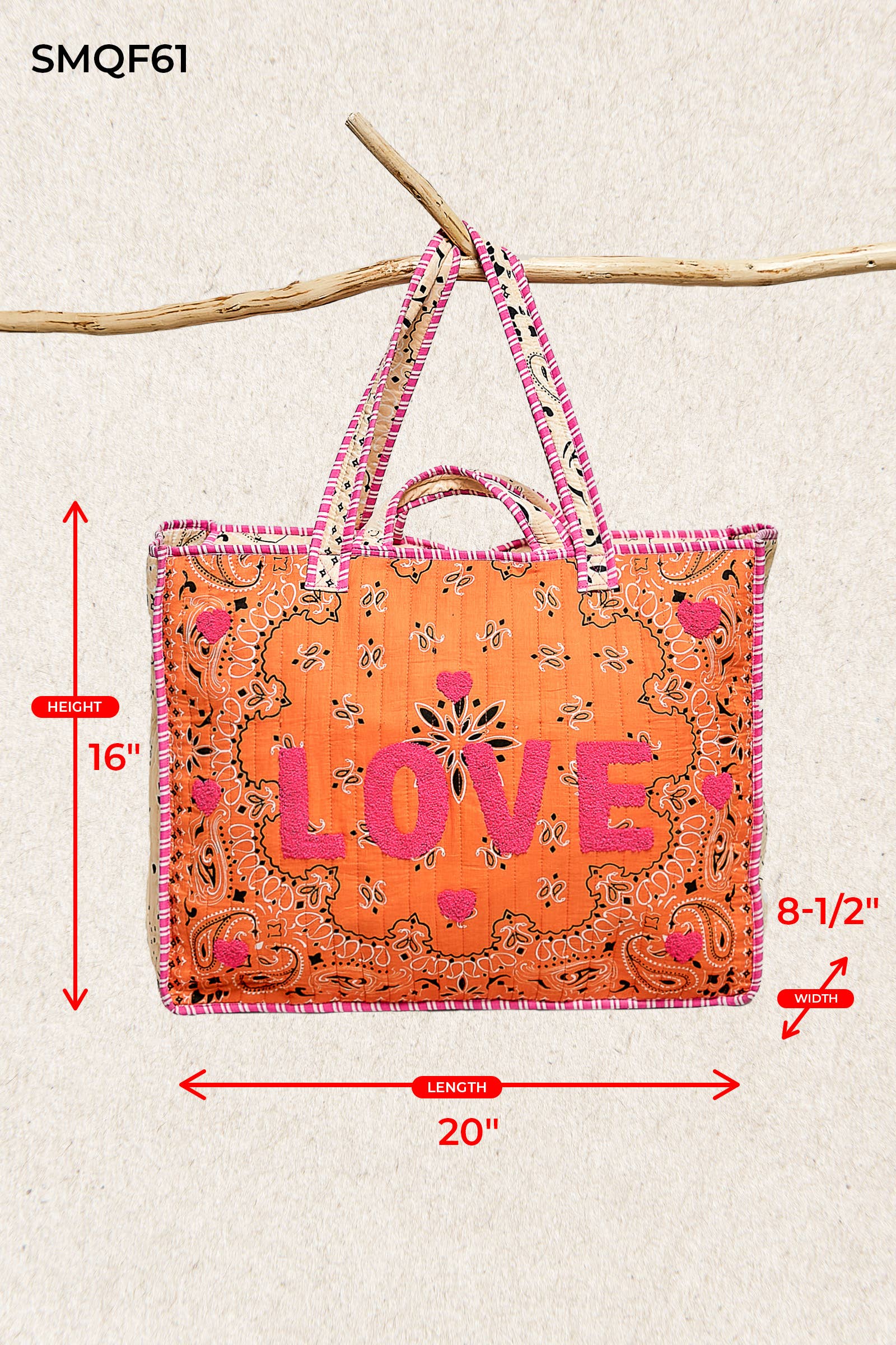 LOVE Bandana Quilted Tote Bag