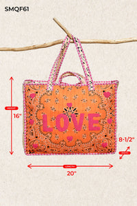 LOVE Bandana Quilted Tote Bag