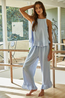 Wide Leg Ruffle Hem Pants