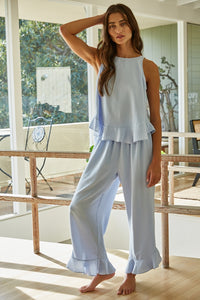 Wide Leg Ruffle Hem Pants