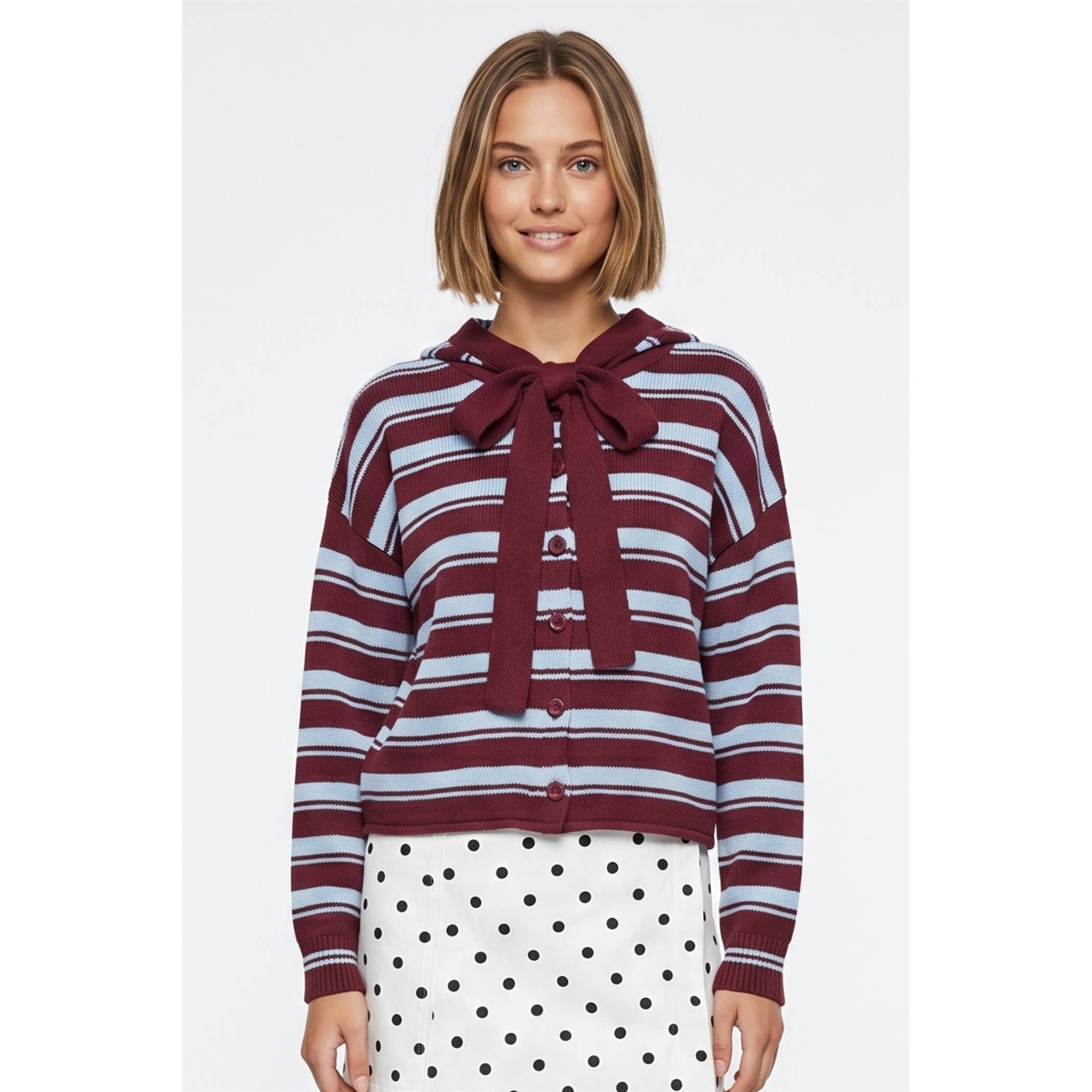 Striped Hooded Cardigan