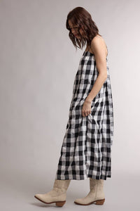 B&W Gingham Midi Dress