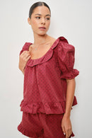 Polka Dot Frill Top