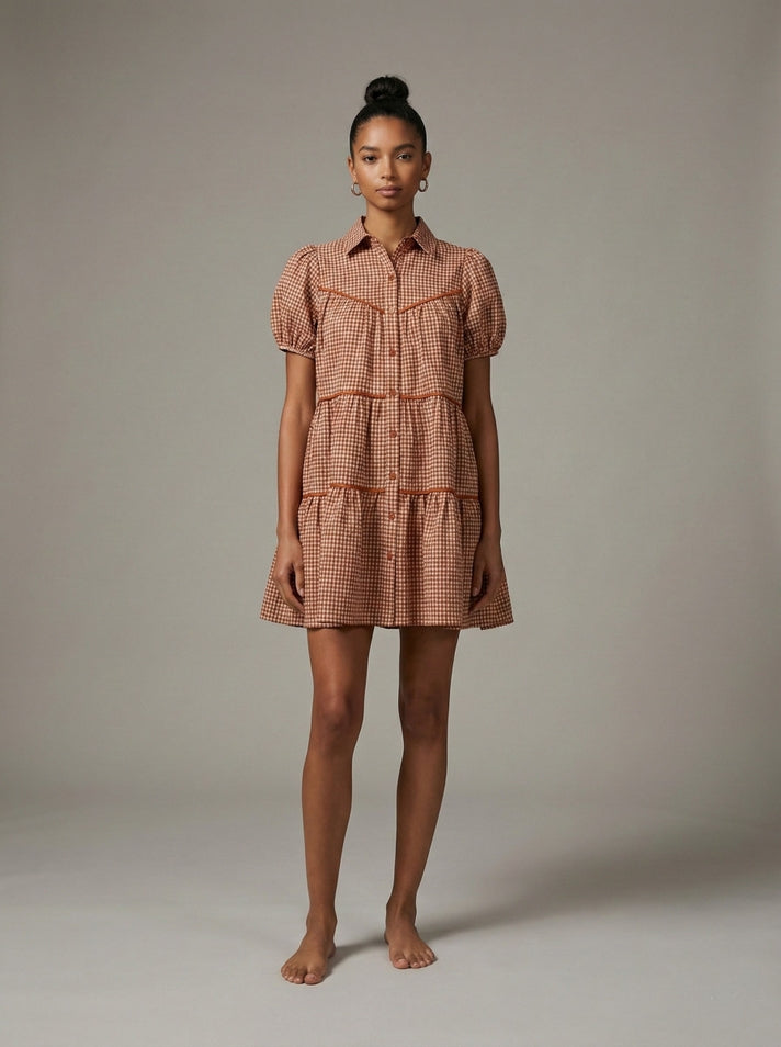 Terracotta Check Dress