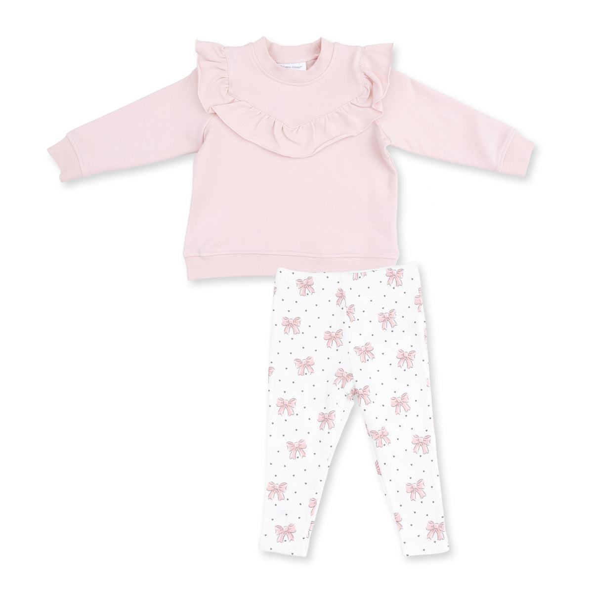 Veiled Pink Bows
V-Ruffle Sweatshirt and Legging