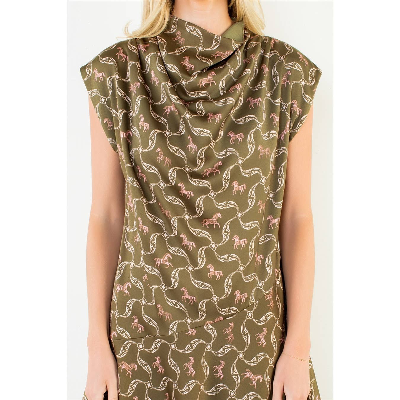 Silk Horse Print Mini Dress