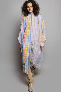 Colorful Embroidered Woven Dress