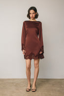 Lace Detailed Satin Mini Dress