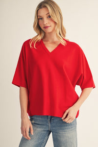 Red V-Neck Tee