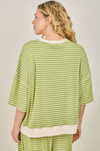 Striped Short Sleeve Sweatshirt