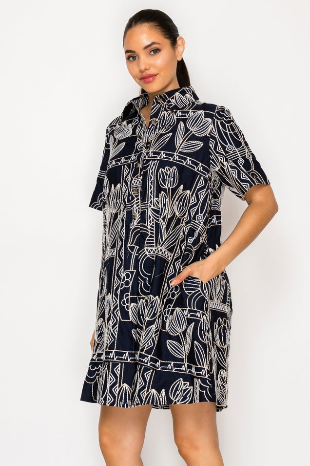 Selene Stitch Shirt Dress