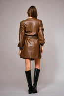 Faux Leather Belted Mini Dress