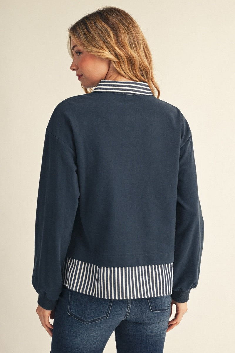 Stripe Contrast Casual Top
