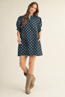 Puff Sleeve Polka Dot Mini Dress