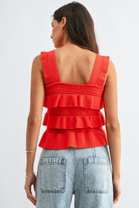 Ruffled Knit Sleeveless Top