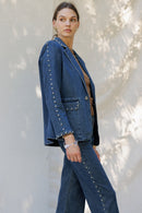Denim Studded Blazer